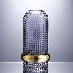 Samara Home Blue Ringed Glass Vase for Home Decor (Large) | Beautiful Decoration for Living Room Centre Table | Decorative Tall Vases for Flowers & Plants-image-8