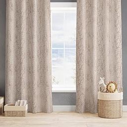 Vendola Blackout Door Curtains 7 Feet Long Set of 1 with Tie Back, Parda 7 feet Long, Foil Printed Curtain for Living Room, Bedroom, 80-85% Blackout, Perfect for Home Decor (7 Feet, Beige Fine)-8