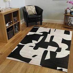 MNLOOM CARPET Geometrical Treditional Handmade Woollen Carpets for Livingroon Bedroom Hall, Size 3 X 5 FEET Black & White-image-58