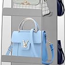 OxbOw 6 Pocket Handbag Organizer, Bag Organiser For Ladies Handbags, Purse Organiser For Handbag, Closet Organizer For Wardrobe, Tote Bag Organiser, Bag Hanger, 90 X 35 X 35 Cm (Pack of 1- Grey)-picture-32