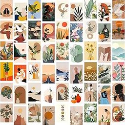 Posters Inc Boho Wall Stickers for Bedroom, Aesthetic Room Decor Items, Wall Posters for Room Decoration, Good Luck Gifts for Women, 4 * 6 Inch Size 54 Pieces Collage Kit, 300 GSM Paper PostCards-image-62