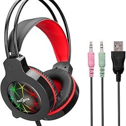 CALL MATE Headphones with 40mm Dynamic Driver, Built in Microphone, RGB Lights, & Skin Friendly Earmuffs (3.5mm, Black)-image-69