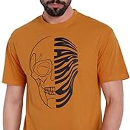 Men’s Yellow Cotton Printed T-Shirt | Half Sleeve, Regular Fit Casual Wear for Men-image-37