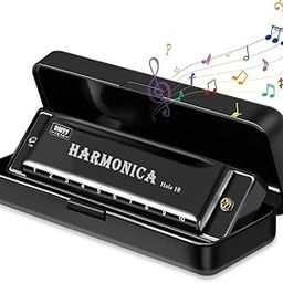 Professional 10-Hole Harmonica, C Key, Black Stainless Steel Cover, 20 Tone with Storage Case, Musical Instrument for Beginners-image-12