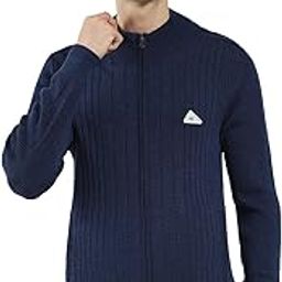 Men Zipper Winter Pullover | Regular Fit | Band Neck | Solid Pattern | Warm & Stylish Winterwear for Men's Navy-image-22
