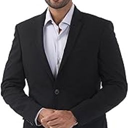 Men Slim Fit Solid Pattern Poly Viscose Blend Notch Lapel Full Sleeve Formal Jacket-image-17