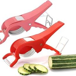 Om Hariom Pack of 2 Vegetable Cutter | Peeler for Vegetables and Fruits Multi Cutter | 2 in 1 Peelers for Kitchen | Sharp Stainless Steel 5 Blade Multifunctional Kitchen Tool | Multicolor-image-6