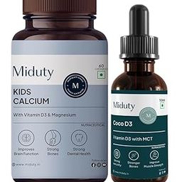 Miduty Kids Calcium 60 Chewables + Coco D3 50ml Drops – Chewable Calcium with D3, K2 & Magnesium for Strong Bones, Teeth & Immunity + MCT-Based Vitamin D3 Drops for Better Absorption & Growth-4