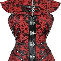 tage Steampunk High cape neck Corset for Women Burlesque Gothic Overbust Corset Clothing Bodice Printing Leather Bustiers-image-23
