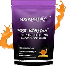 Nakpro Pre Workout Supplement with 100mg Caffeine, 1200mg Creatine Monohydrate and 1200mg Citrulline | Helps in Lean Muscle Building, Improves Workout Performance - 50 Servings (Tangy Orange, 250g)-9