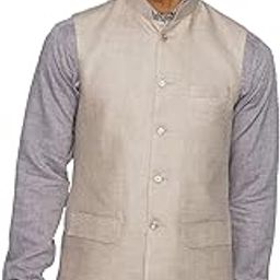 Men's Linen Formal and Evening Nehru Jacket Vest Waistcoat : Black-image-25