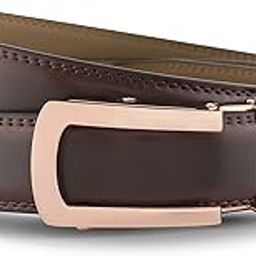 BURLEY Brown Leather Belt For Men (Adjustable Fits Up to 44" Waist) Ratchet Straps, Unique Magnetic Auto-lock Buckle Autolock Belts For Men Leather Original (Brown Belt, Rose Gold Matt Buckle)-image-68