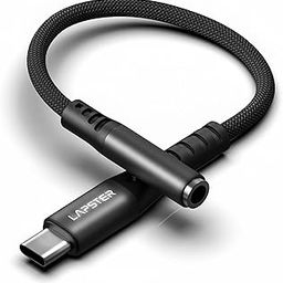 Lapster Type C to 3.5 mm Audio Jack Connector with DAC Headphone Converter Supports Mic & Audio, Metal Body, Black-picture-7