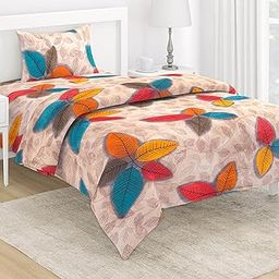HOKIPO Super Soft Glace Cotton AC Comforter/Blanket/Duvet/Bedding Set for Single Bed with 1 Flat Bedsheet and 1 Pillow Cover, 220 GSM (IN-568-D4)-15