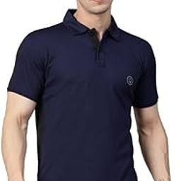 CHKOKKO Men Polyester Solid Active Sports Wear Polo Half Sleeve Gym T-Shirt with Button-Down Collar Quick Dry Breathable Perfect for Workout Regular Fit and Running Tee-image-77