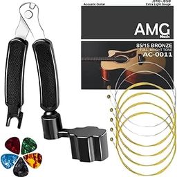 MOCKING BIRD Acoustic Guitar Strings Set of 6 Stainless Steel with 3 in1 String Winder & Picks for acoustic guitar (0.10-0.50 Extra Light Gauge)-image-3