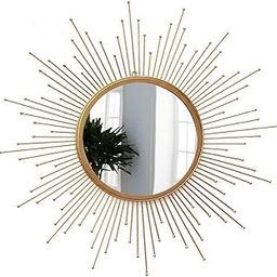 A M Export Sun Designed Wall Mirror (24 x 24 inch, Golden)-image-12