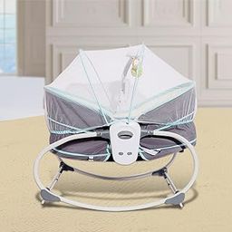 INFANTSO 5 in 1 Premium Baby Rocker for 0 to 2 Years, Chair for Newborn with Calming Vibrations, Music & Hanging Toys, Toddler Swing (Grey)-image-5