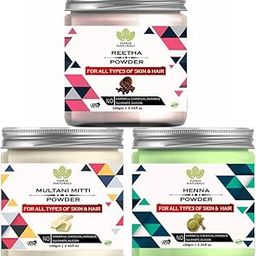 Haria Naturals Reetha Powder 100gm & Multani Mitti Powder 100gm & Henna Powder 100gm (Pack Of 3) 300GM-image-5