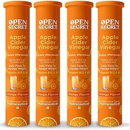 Open Secret Apple Cider Vinegar Tablet | 60 Effervescent | ACV Tablets for Weight Loss, Apple Cider Vinegar With the Mother, 100% Vegan ACV (Orange Flavour - Pack of 4)-2