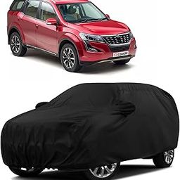 Sulfar 100% Water Resistant Car Body Cover Compatible with Mirror for Mahindra XUV 500 (Triple Stitched, Full Bottom Elastic, Black)-image-61