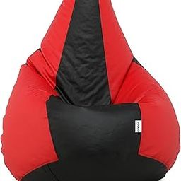 Amazon Brand Solimo Premium Faux Leather Bean Bag Filled with Beans | Capacity: Upto 6' Height , 100 KG Weight | 2XL | Red and Black-picture-15