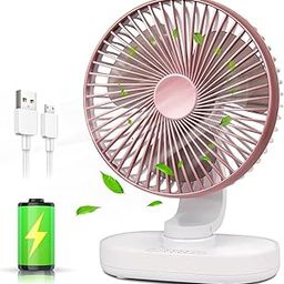 Emimo Ultra Quiet 4-Speed USB Rechargeable Oscillating Desk Fan | 3600mAh Mini Table Fan with Brushless Motor, Wide Angle Adjustment | Portable Personal Fan for Home, Office, Bedroom-image-0