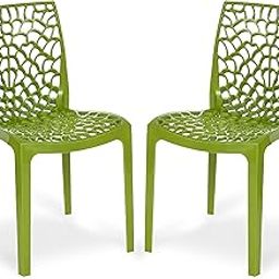 Supreme chairs Web Plastic Chair| Armless Chair for Dining Room Set, Cafe and Restaurents | Weight Bearing Upto 220kg | 6 Months Warranty*| (Color: Mehndi Green | Set of 2 Piece)-image-7