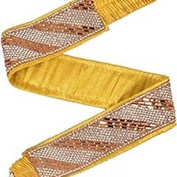 Hip Belt for Lehenga Women & Girls | Traditional Multicolour Golden Sequin Saree Belt| Kamarband for saree (Copper)-image-91