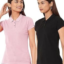 Womens Polo Collar Neck T-Shirt Top(Pack of 2)-image-95