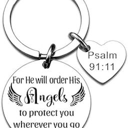 Bible Verse Psalms 91:11 Scripture Keychain Christian Prayer Gods Grace Keyring Blessing Religious Faith Gifts - He Will Order His Angels to Protect You Wherever You Go-picture-34