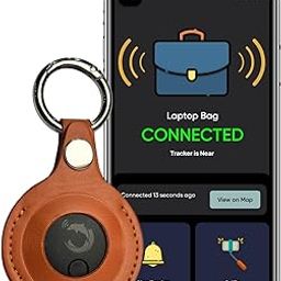 tag8 Dolphin Smart Bluetooth Tracker Pro with Leather Case & Key Ring, Protective Case for Keys, Luggage and More - Tan-10