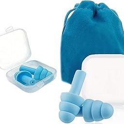 Ear Pugs for Sleeping, 2 Pairs Noise Cancelling Sound Blocking Earplugs Reusable Noise Reduction for Musicians Concerts Silicone with Storage Bag, Blue-14