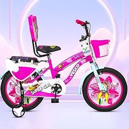 VESCO Super Girl 16T Cycle for Kids Girls with Balance Wheel & Back Carrier | Rigid Fork | Frame 11 Inch | Ideal for 4 to 6 Years Girls Kids Bike (Pink)-image-16