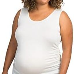 Pregnancy Stretchable Sleeveless Basic Maternity Tank Top for Pregnant Women Solid Yoga Athletic Vest with Ruched Side for Baby Bump Plus Size Pack of 1 (4XL, White)-image-63