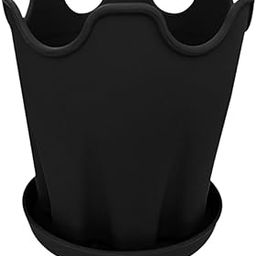 ATORSE Plants Pot with Base Silicone Flower Plant Container for Desk Cafe Courtyard Blackness-image-42