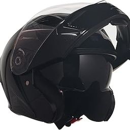 ROYAL ENFIELD Stealth Modular Helmet with A Free Visor | ISI & DOT Certified | HIGH IMAPACT Grade ABS & Fiberglass | Internal Fabric- POLYGEINE | HIGH Density EPS Liner Gloss Black (L) 60 CM-30