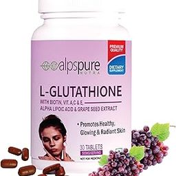 Nutra L-Glutathione Tablets with Biotin, Vitamin A.C, E, Alpha Lipoic Acid & Grape Seed Extract (30 Tablets) For Healthy and youthful Glowing Skin for Men and Women Pack of-1-52