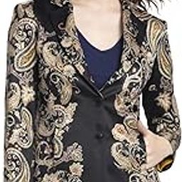 Notched Lapel Black Printed Long Sleeves Casual Blazer for Women-22