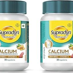 Supradyn Naturals Calcium With Vitamin D 400IU (Veg), Magnesium Supplement, Zinc & Turmeric | For Bone health and Joint support, 60 Tablets for Men and Women-image-29