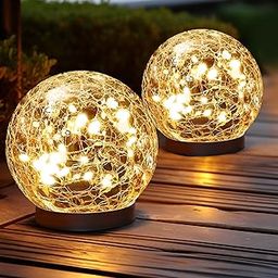 JKIMK Solar Globe Lights Outdoor Waterproof-Solar Balls for Garden-Cracked Glass Ball Outdoor-Solar Orbs for Outside-Outdoor Decorations for Patio and Yard Lawn Backyard Decor-picture-15
