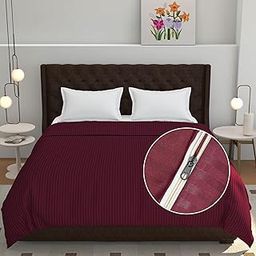 Fresh From Loom 180 Tc Microfiber Premium Duvet Cover Comforter Cover Blanket Cover for Single Size Bed, All Season Razzai Quilt Cover with Zipper (Wine, Size- 60x90 Inch)-image-51
