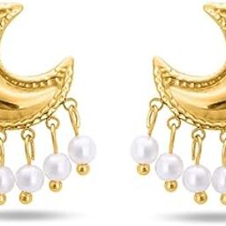 Pearl and Moon Stud Earring for Women - Gift for Girls & Women | Waterproof & Anti-Tarnish Earrings-image-25