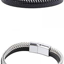 CALANDIS™ 2x Braided Leather Bracelet with Magnetic Clasp Wrist Punk Unisex | Watches, Parts & Accessories-image-30