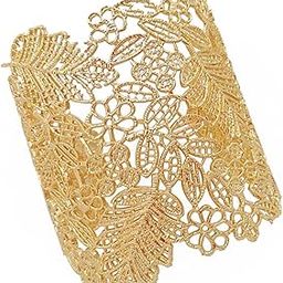Jewellery Celebrity Inspired Gifts Stylish Latest Gold Plated Cuff Adjustable Hand Bracelet Bangle for Women and Girls (Gold) (YBBN_92232)-15