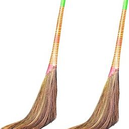 DecorGalore | 1 No. Grass Broom – Dust-Proof Jhadu | Durable & Eco-Friendly | No Dust Shedding | Long Handle for Easy Grip | Multicolor Handle | 100% Biodegradable (5 Legs Broom)-image-62