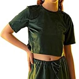 Women Green Round Neck Top and Shorts Co-Ords Set (Emerald Green_S)-image-65
