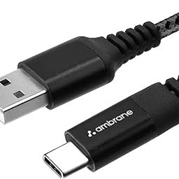 Ambrane Type C Cable 3A Fast Charging 1M Braided Cable for Smartphones, Tablets, Laptops & other Type C devices, 480Mbps Data Sync, Quick Charge 3.0 (RCT 10, Black)-13