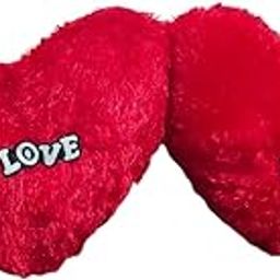 Plush Heart Cushions with Love Text, Red, Set of 2, Soft Decorative Pillows-image-98