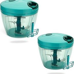 kitchArticles Manual 950ml Vegetable Chopper for Kitchen - Hand Chopper for Onions choper, Garlic, Nuts & Salad, Compact Stainless Steel Blades and Whipper, BPA-Free Food-Grade Plastic choper,2Pcs-image-14